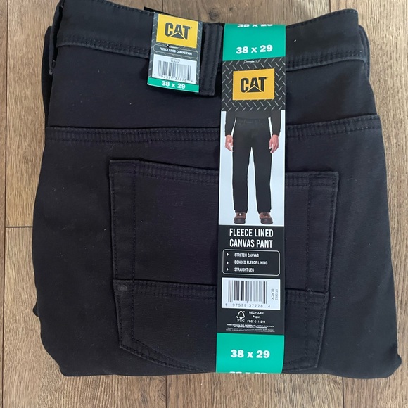 CAT Men's Fleece Lined Canvas Pant, Stretch Canvas, Straight Leg - Picture 8 of 15